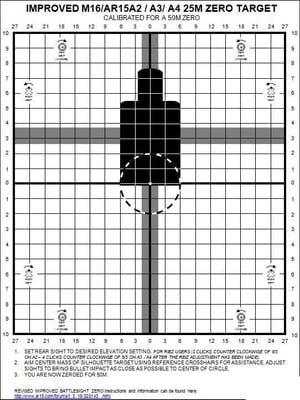 Мішень для пристрілки на 50/200м з відкритих прицільних для 20''